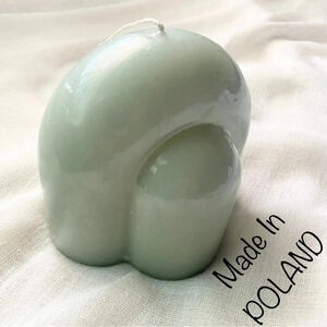 NEW FEM POLAND Pillar Candle Unique shape Sage green